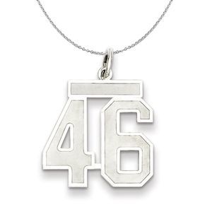 Sterling Silver, Jersey Collection, Medium Number 46 Necklace - 16 In